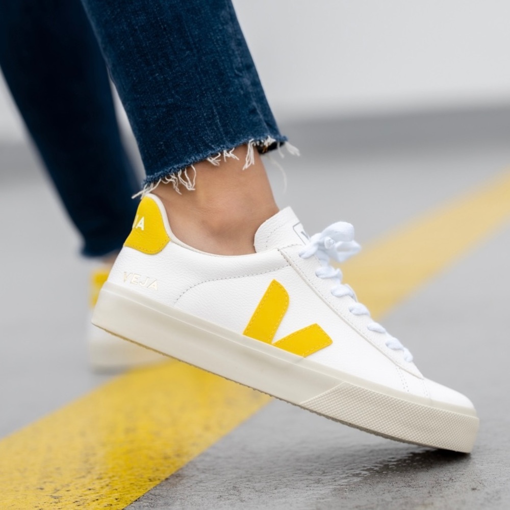 Veja White and Yellow Women's Sneakers